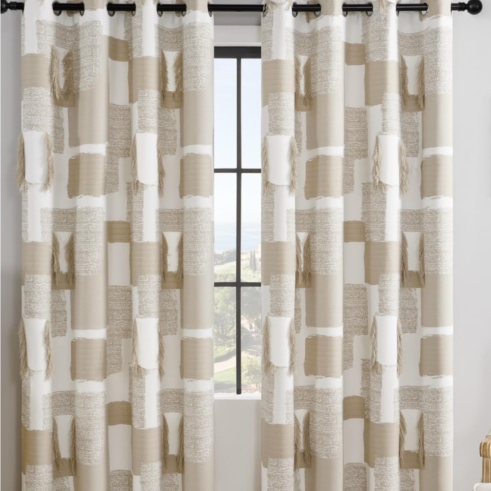 Blackout curtains textured with fringe. Bohemian French..